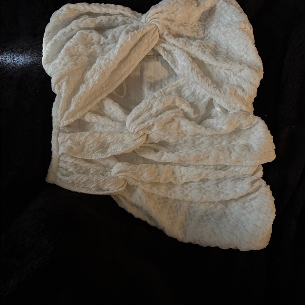 White Textured Twists Tube Top